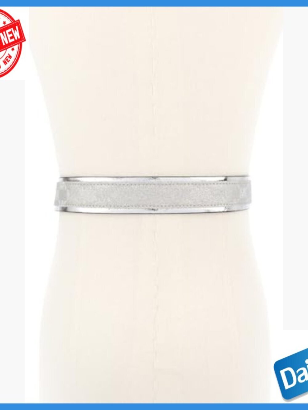 Women's 35mm Silver Belt Adjustable Fit Premium Polyester Accessory - Picture 5 of 5
